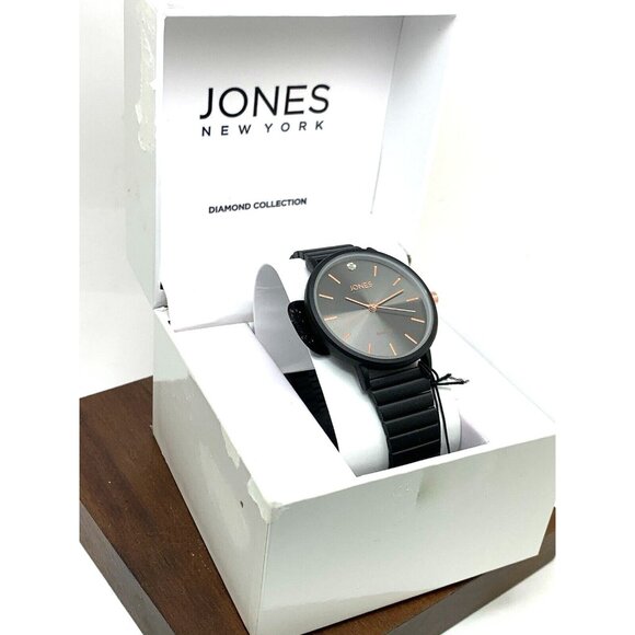 Jones Women's Watch 13944B-42-G02 Quartz Diamond Black Steel Rubber Band… - Picture 3 of 14